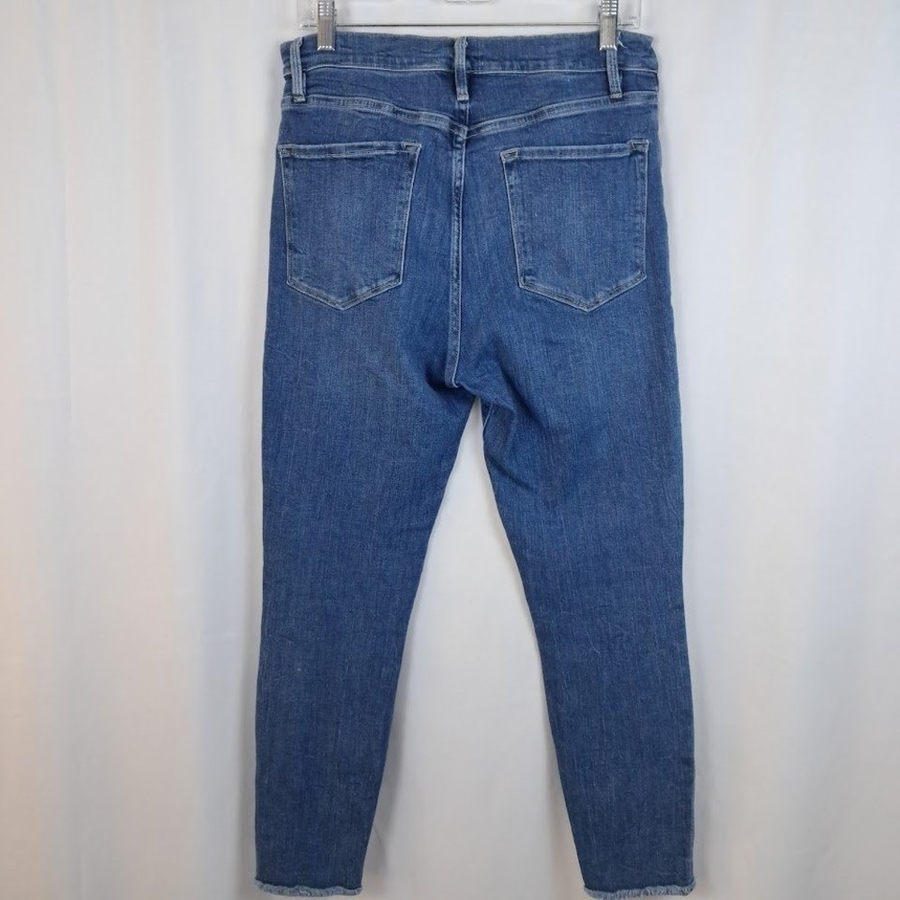 FRAME 31 Ali High Rise Cigarette Jeans Van Ness Wash Denim Raw Hem Ankle - Picture 6 of 10